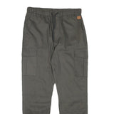 Mens Relaxed Fit Cotton Blend Grey Drawstring Cargo Trousers W30 L27 Casual