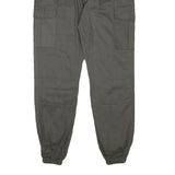 Mens Relaxed Fit Cotton Blend Grey Drawstring Cargo Trousers W30 L27 Casual