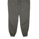 Mens Relaxed Fit Cotton Blend Grey Drawstring Cargo Trousers W30 L27 Casual