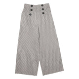 SANS SOUCI Womens Polyester Blend Brown & Cream Checked Regular Wide-Leg