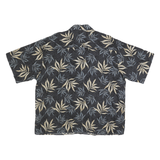 MANHATTAN Mens Black & Cream Floral Rayon Flannel Shirt XL Relaxed Short Sleeve