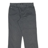 Grey Mens Regular Fit Straight Leg Cotton Blend Trousers W32 L31 Zip Closure