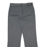 Grey Mens Regular Fit Straight Leg Cotton Blend Trousers W32 L31 Zip Closure