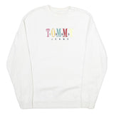 TOMMY HILFIGER Mens White Crew Neck M Sweatshirt Cotton Pullover Casual