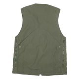 SOMLYS Mens Green Cotton Blend Hunting Vest L Woven Sleeveless Zip Up Outdoor