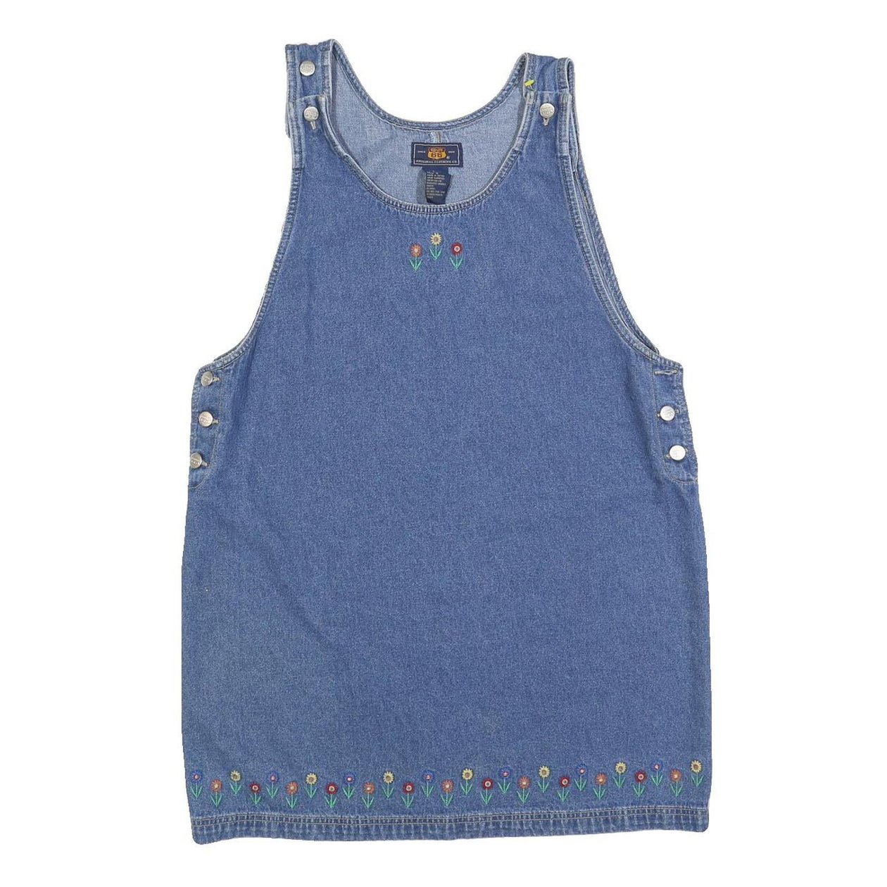 white christmas dresses Route 66 Womens Blue Denim Pinafore Dress Cotton Blend Sleeveless L Floral