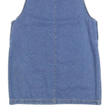 ROUTE 66 Womens Blue Denim Pinafore Dress Cotton Blend Sleeveless L Floral