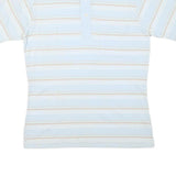 CHRISTIAN DIOR Mens Blue & Cream Striped Short Sleeve Polo Shirt M Cotton Blend