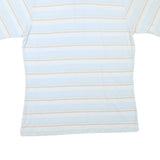 CHRISTIAN DIOR Mens Blue & Cream Striped Short Sleeve Polo Shirt M Cotton Blend
