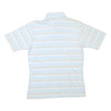 CHRISTIAN DIOR Mens Blue & Cream Striped Short Sleeve Polo Shirt M Cotton Blend