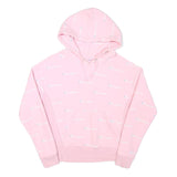 CHAMPION Womens Pink Cotton Blend All Over Logo Pullover Hoodie M