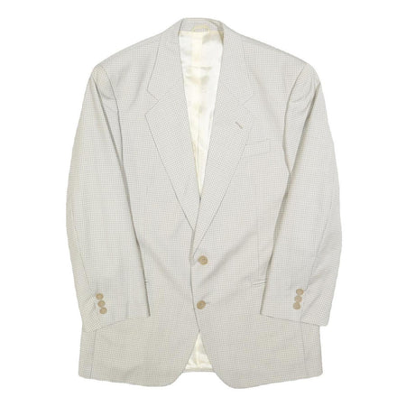 CHCHAREL Mens Cream Check Blazer Jacket L Woven Classic Tailored Button