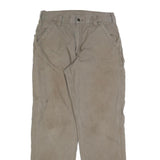 CARHARTT Mens Cotton Blend Beige Loose Straight Trousers W34 L34 Workwear Zip