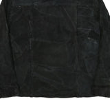 LEATHER WORKS Womens Black Leather Jacket XL Suede Zip Retro Classic Outerwear