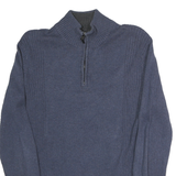 CALVIN KLEIN Mens Blue Plain Pullover Roll Neck Basic Knit L Cotton Jumper