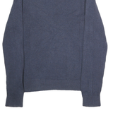 CALVIN KLEIN Mens Blue Plain Pullover Roll Neck Basic Knit L Cotton Jumper