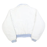 Womens White & Light Blue Reversible Zip Polyester Blend Jacket L Plain Casual