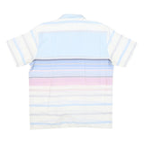 Mens Blue & White Stripe Cotton Blend Shirt M Casual Summer Button-Up