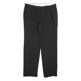 DECISION Mens Wool Blend Black Relaxed Straight Trousers W38 L34 Formal Smart