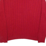 CHAPS Mens Red Cable Knit Crew Neck Jumper XL Cotton Classic