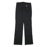 DICKIES Womens Black Regular Fit Straight Leg Trousers W27 L30 Cotton Blend Zip