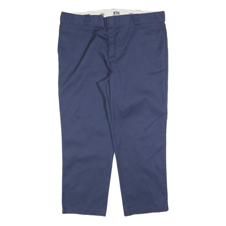 DICKIES Mens Regular Fit Navy Blue Work Trousers W42 L29 Zip Closure Durable