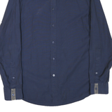 KENZO Mens Blue Plain Shirt M Cotton Blend Long Sleeve Button Closure