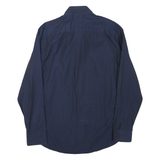 KENZO Mens Blue Plain Shirt M Cotton Blend Long Sleeve Button Closure