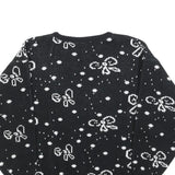 COSMOS Womens Black & White Patterned Jumper Round Neck Basic Knit L Stylish