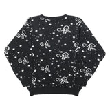 COSMOS Womens Black & White Patterned Jumper Round Neck Basic Knit L Stylish