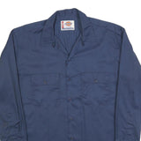 DICKIES Mens Blue Workwear Shirt L Long Sleeve Cotton Button Pocket