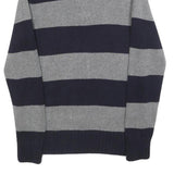 POLO RALPH LAUREN Boys Navy & Grey Striped Pattern Jumper Half Zip Crew Neck