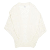 ZEBRA Womens Cream Plain Open Front Jumper Basic Knit S Lightweight Acrylic