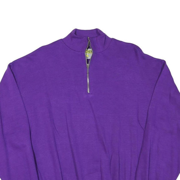 SWITCHER Mens Purple 1/4 Zip Sweatshirt M Cotton Blend Pullover Casual