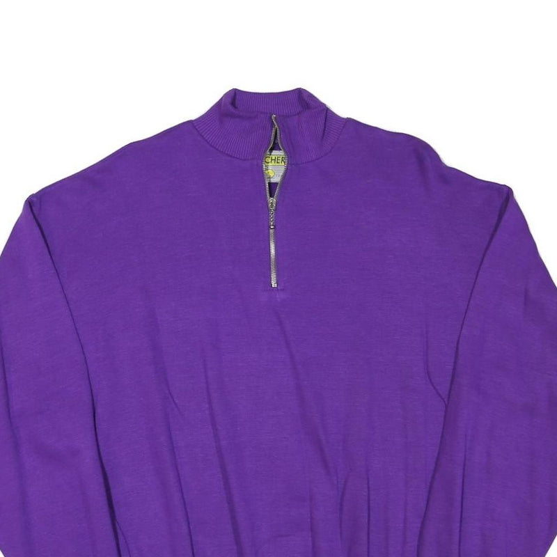 SWITCHER Mens Purple 1/4 Zip Sweatshirt M Cotton Blend Pullover Casual
