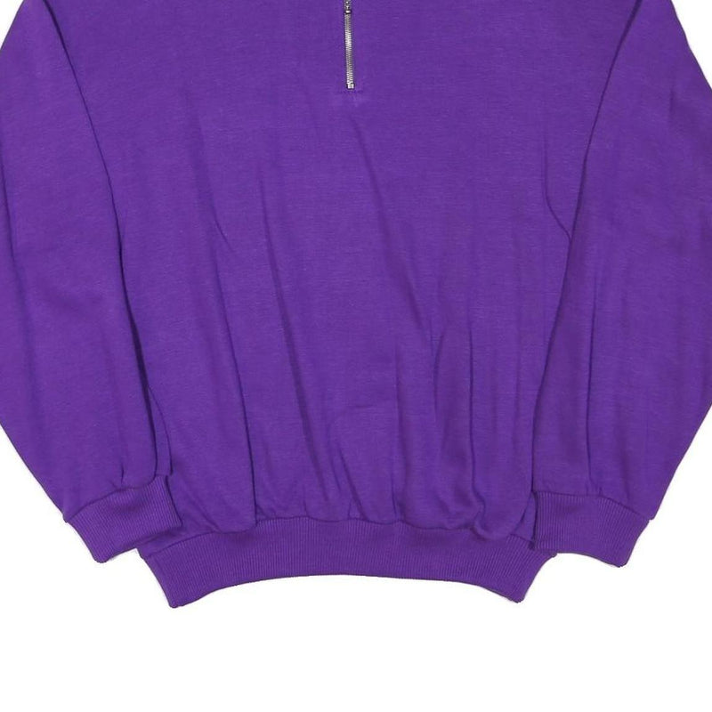 SWITCHER Mens Purple 1/4 Zip Sweatshirt M Cotton Blend Pullover Casual