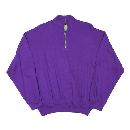 SWITCHER Mens Purple 1/4 Zip Sweatshirt M Cotton Blend Pullover Casual