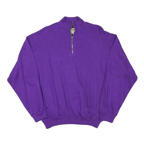 SWITCHER Mens Purple 1/4 Zip Sweatshirt M Cotton Blend Pullover Casual