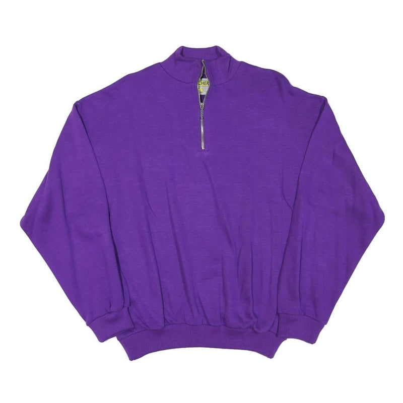 SWITCHER Mens Purple 1/4 Zip Sweatshirt M Cotton Blend Pullover Casual