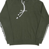 CHAMPION Mens Green Hoodie S Champion Sleeve Tape Pullover Cotton Blend