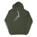 CHAMPION Mens Green Hoodie S Champion Sleeve Tape Pullover Cotton Blend