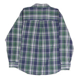 CHAPS Mens Blue & Green Checked Shirt XL Button Cotton Blend Casual