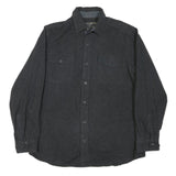 GRIZZLY MOUNTAIN Mens Black Plain Shirt L Button Pocket Casual Cotton Blend