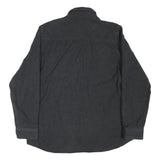 GRIZZLY MOUNTAIN Mens Black Plain Shirt L Button Pocket Casual Cotton Blend