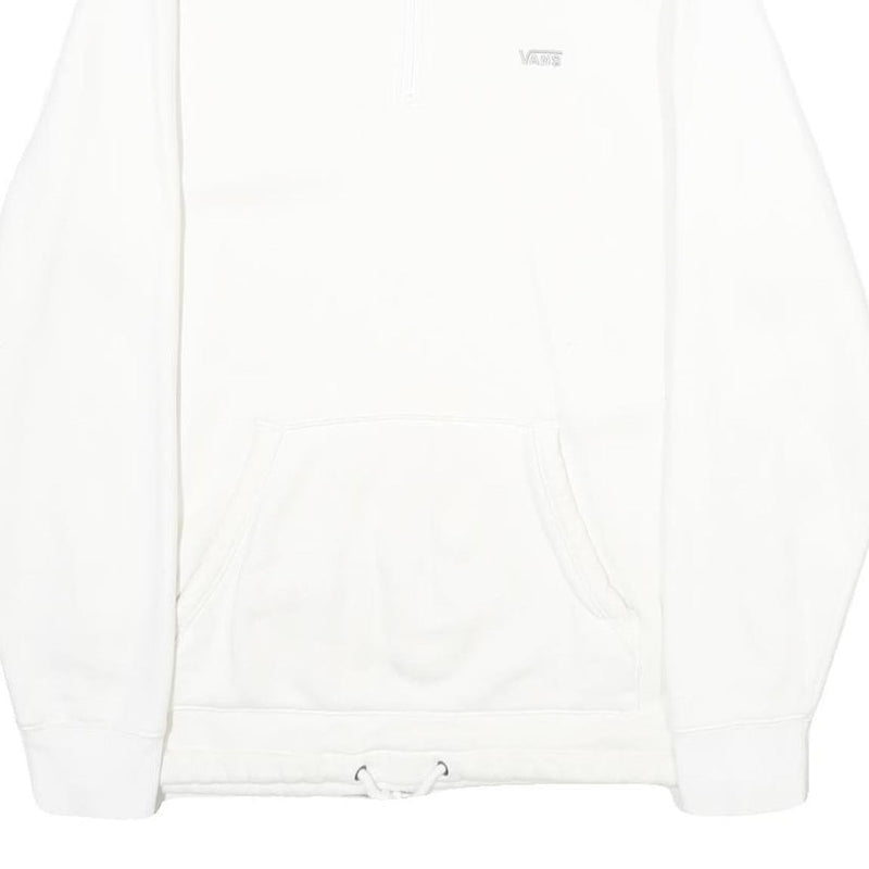 VANS Mens White Half Zip Sweatshirt M Cotton Blend Casual Pullover