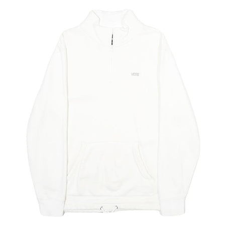VANS Mens White Half Zip Sweatshirt M Cotton Blend Casual Pullover