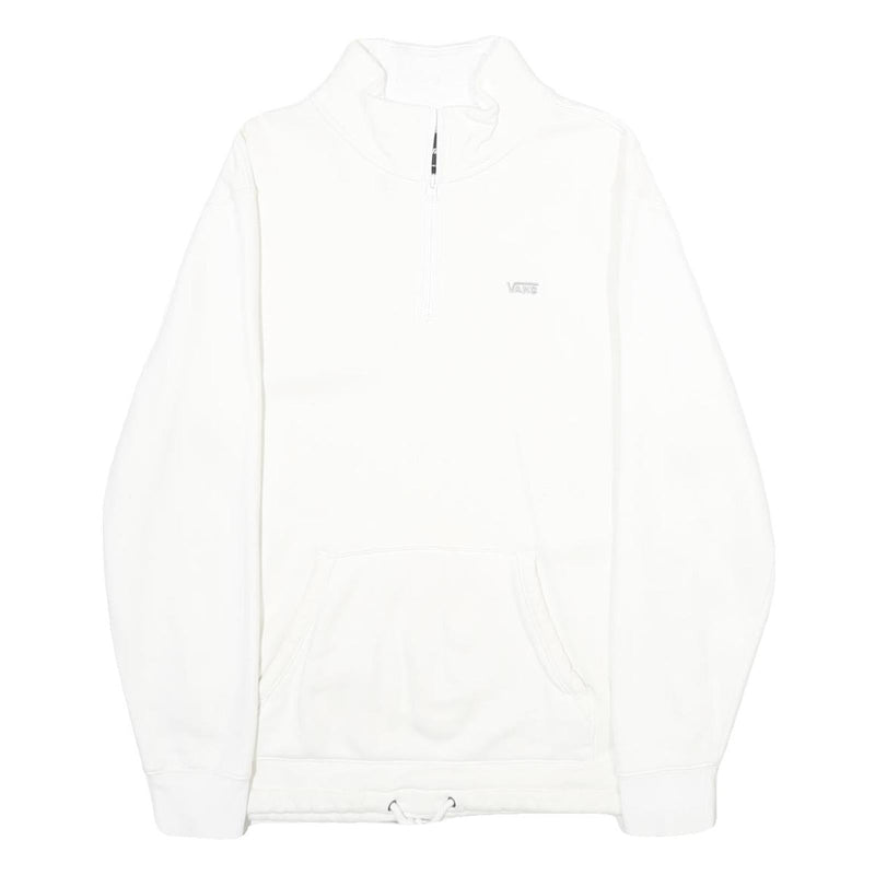 VANS Mens White Half Zip Sweatshirt M Cotton Blend Casual Pullover