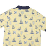 ROUNDTREE & YORKE Mens Yellow & Navy Nautical Print Short Sleeve Polo Shirt L