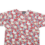 SOUTHERN LADY Womens Red Floral Print Short Sleeve Round Neck Top S Casual