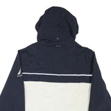 NAUTICA Mens Navy & Red Colourblock Jacket M Polyester Blend Zip Hooded Casual